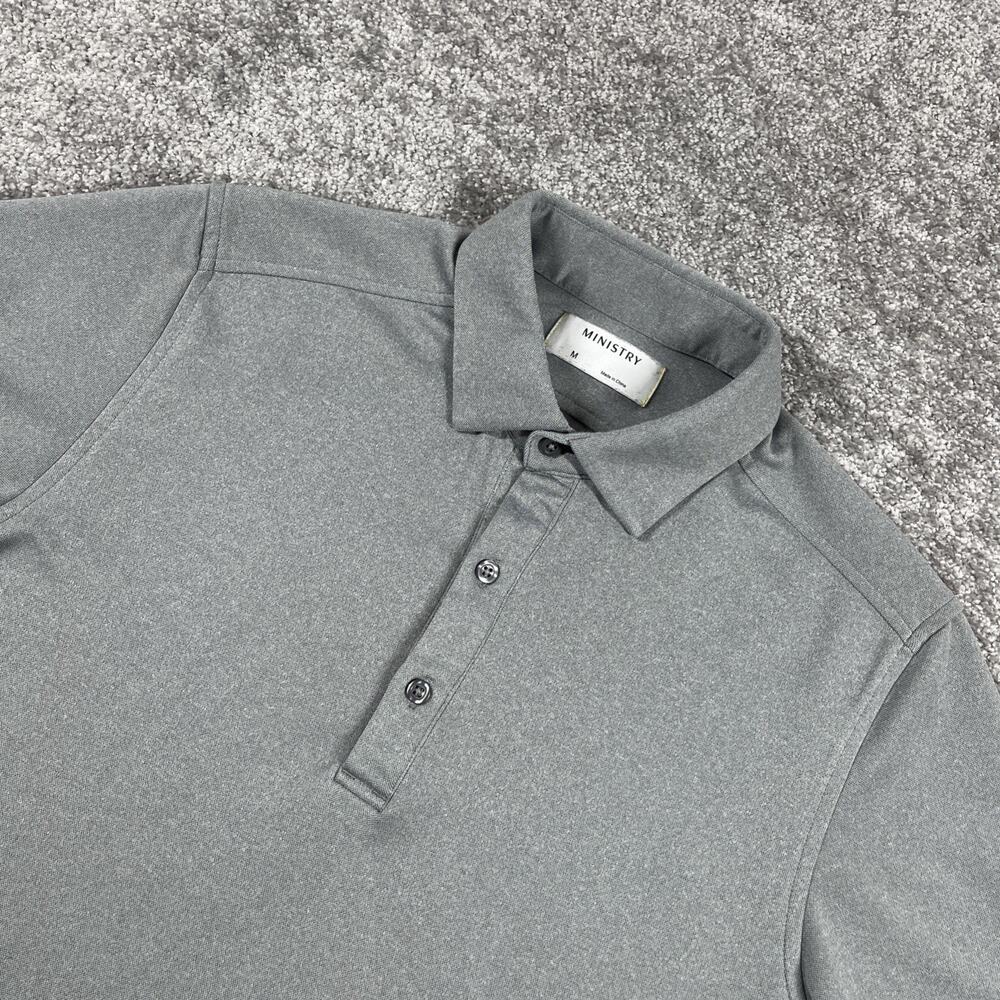 Ministry Polo Shirt‎ Mens Medium Workleisure Workwear Minimalist Gray